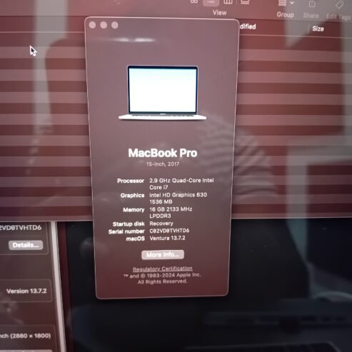 Macbook Pro 15 inch 2017, touch Bar -for sale